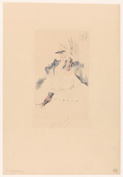Tervehdys cancan-tanssija Le salut armeija tekijältä Louis Legrand (signed by artist)