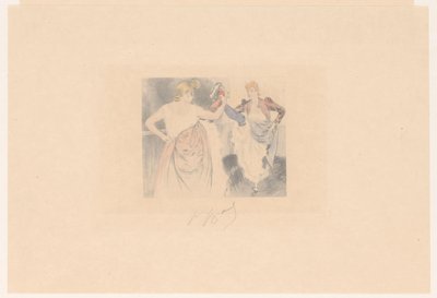 Kaksi cancan-tanssijaa jalat koholla le croisement tekijältä Louis Legrand (signed by artist)