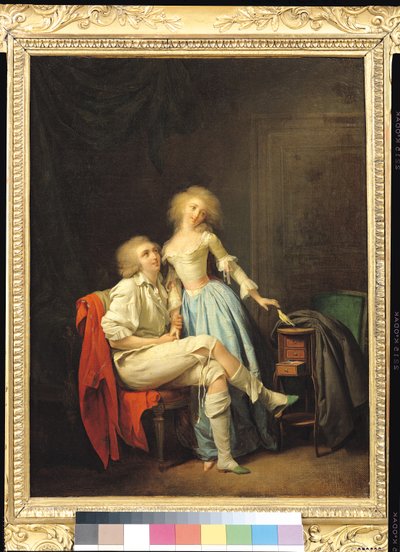 Pariskunta paenneen linnun kanssa (öljy kankaalle) tekijältä Louis Leopold Boilly