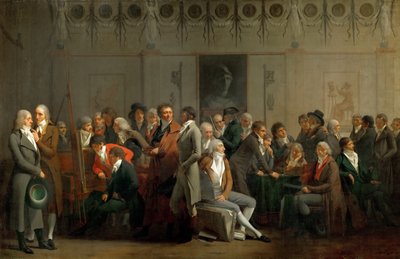 Taiteilijoiden tapaaminen Isabeyn ateljeessa tekijältä Louis Leopold Boilly