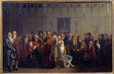 Taiteilijoiden tapaaminen taidemaalari Jean Baptiste Isabeyn työpajassa tekijältä Louis Leopold Boilly