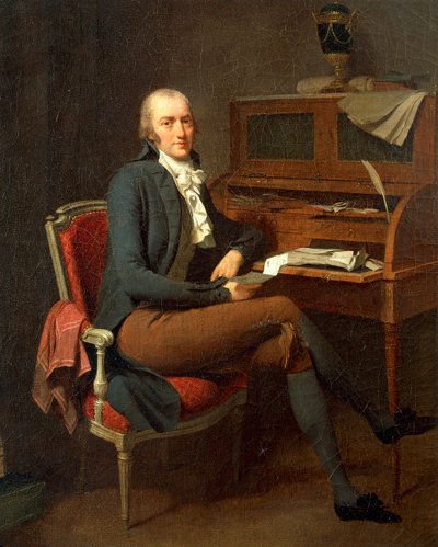 Muotokuva miehestä istumassa pöytänsä ääressä, Louis Leopold Boilly tekijältä Louis Leopold Boilly