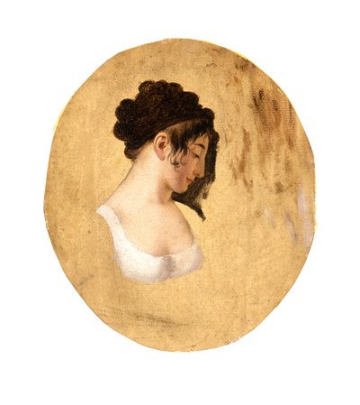 Nuoren naisen pään profiili, noin 1794 (öljy paperille kankaalle). tekijältä Louis Leopold Boilly