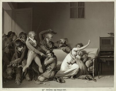 Murtovarkaiden toinen kohtaus: Murtovarkaat pidätettiin, 1810 tekijältä Louis Leopold Boilly