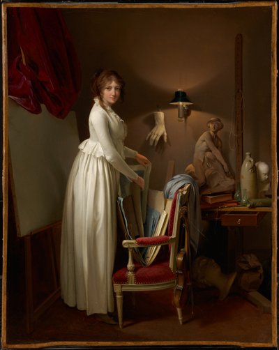 Taiteilijan vaimo hänen ateljeessaan tekijältä Louis Leopold Boilly