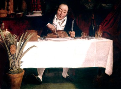 Gourmantti: Mies syö kalkkunaa tekijältä Louis Leopold Boilly