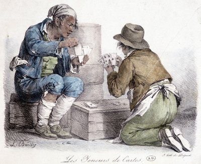 Kortinpelaajat, L. Boillyn kaiverrus, noin 1820. tekijältä Louis Leopold Boilly