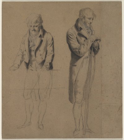 Kaksi seisovaa hahmoa (tutkimus biljardipeliä varten) tekijältä Louis Leopold Boilly