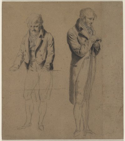 Kahden seisovan hahmon tutkimus biljardipeliä varten, c. 1807. tekijältä Louis Leopold Boilly