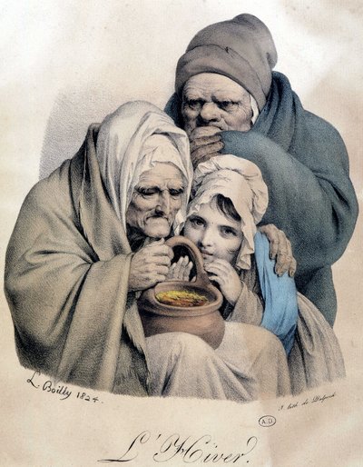 Talvi - piirustus Boilly tekijältä Louis Leopold Boilly
