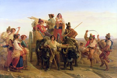 Harvesterien saapuminen Pontinen suoalueelle, 1830 tekijältä Louis Leopold Robert