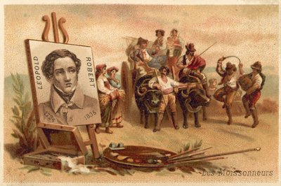 Louis Leopold Robertin sadonkorjaajat (chromolitho) tekijältä Louis Leopold Robert