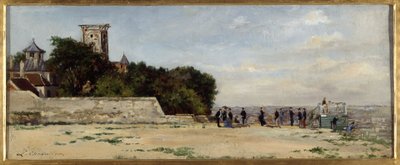 Le sommet de la butte Montmartre, avec la tour Solférino, noin 1870, noin 1870 (öljy kankaalle) tekijältä Louis Marie Chevalier