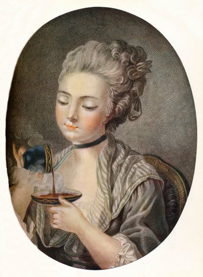 Tyttö juo kahvia, c1774 tekijältä Louis Marin Bonnet