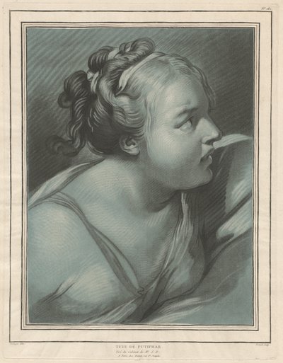 Tête de Putiphar (Potifarin vaimon pää) tekijältä Louis Marin Bonnet, after Jean Baptiste Deshays