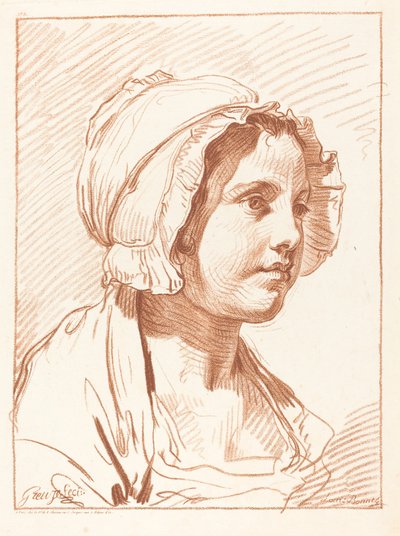 Nuoren naisen päällikkö tekijältä Louis Marin Bonnet after Jean Baptiste Greuze