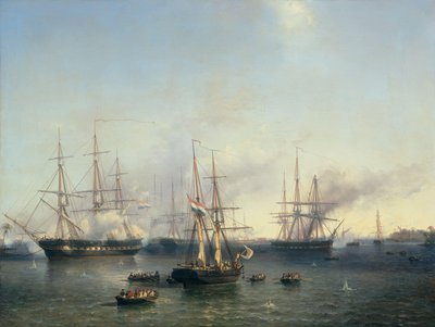 Kenraaliluutnantti De Kock valloitti Palembangin, Sumatran Indonesiassa, 24. kesäkuuta 1821 tekijältä Louis Meijer (signed by artist)