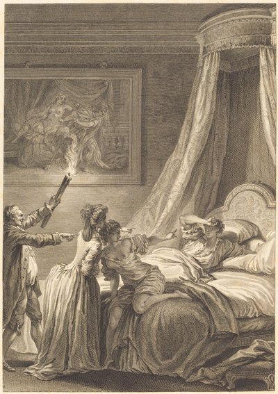 Le gascon puni tekijältä Louis Michel Halbou and Antoine Jean Duclos after Jean Honoré Fragonard