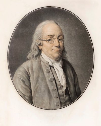 Benjamin franklin. Muotokuva (kaiverrus) tekijältä Louis Michel van (after) Loo