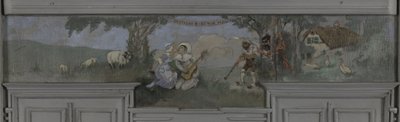 Pierrot et Colombine - Malli Jean Coquelinin ruokasaliin, Villa Longchamp, Neuilly, noin 1900 (öljy). tekijältä Louis Morin