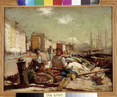 Pecheurs saqueando as redes Pintura de Louis Nattero (1875-1915) Menção obrigatória: Coleção fundações da Provença, Marselha finlandesa tekijältä Louis Nattero
