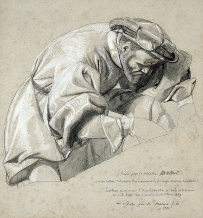 Tutkimus Ambroise Paresta (n. 1510-1590), "modernin kirurgian isästä" (hiili ja valkoinen liitu pesu paperille) tekijältä Louis Nicolas Matout