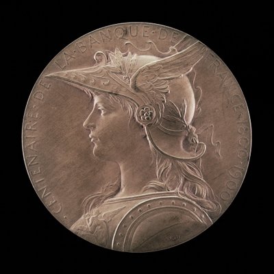Ranskan keskuspankin 100-vuotisjuhla, 1800-1900 [kannepuoli], 1900. tekijältä Louis Oscar Roty