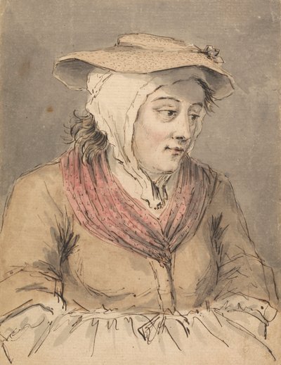 Uma pescadora, mãos sob o avental finlandês tekijältä Louis Philippe Boitard