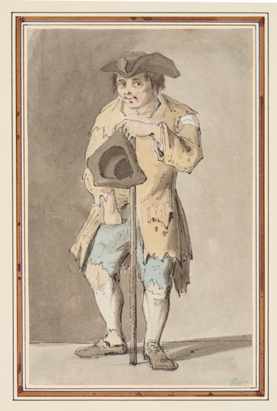 Tutkimus kerjäläisestä (lyijykynä, kynä ja muste ja akvarelli paperille) tekijältä Louis Philippe Boitard