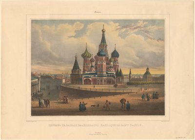 Basilikan katedraali Moskovassa, 1845 tekijältä Louis Pierre Alphonse Bichebois