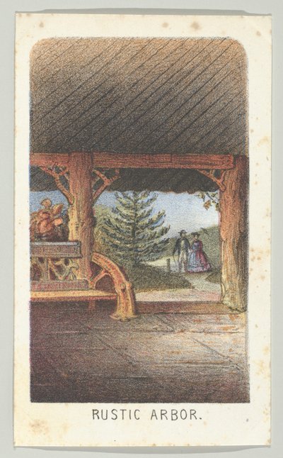 Rustic Arbor, sarjasta Views in Central Park, New York, osa 3, 1864. tekijältä Louis Prang