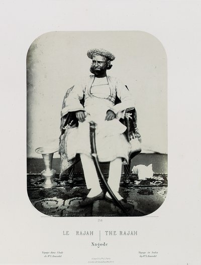 Kuninkaallinen Natch Jug Navas Oudeypour -saarella; Rajah, n. 1865–1868 (albumiprintti) tekijältä Louis Rousselet