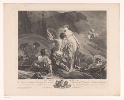 Venus ja Vulcanus Les Forges de Vulcain (otsikko esineessä) tekijältä Louis Simon Lempereur