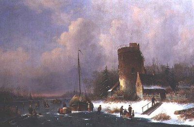 Hollantilainen talvimaisema (öljy kankaalle) tekijältä Louis Smets