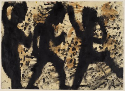 Brousse ja Frapper, recto, n. 1937-1942 (öljy guassi ja muste paperille) tekijältä Louis Soutter