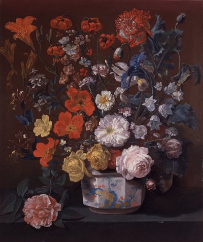 Kukkia Chantilly-maljakossa, noin 1760 (öljy kankaalle). tekijältä Louis Tessier