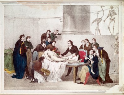 Anatomian oppitunti (litografia tekijältä Louis Thomas Bardel