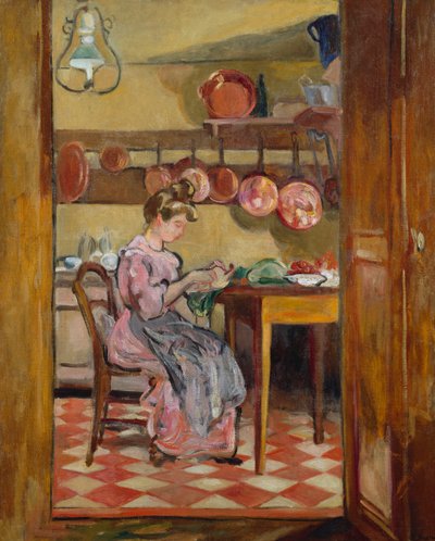 Madame Valtat in the Kitchen (oil on canvas) tekijältä Louis Valtat