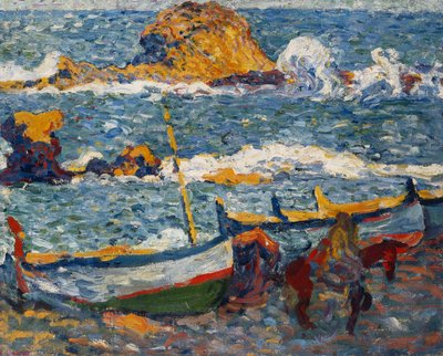 Lakko Llancassa, Espanjassa; La Greve de Llanca, Espanja, n. 1896 (öljy kankaalle) tekijältä Louis Valtat