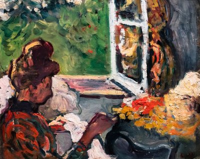 Ikkunan ääressä istuva nainen, yksityiskohta, n. 1903 (öljy kartongille) tekijältä Louis Valtat