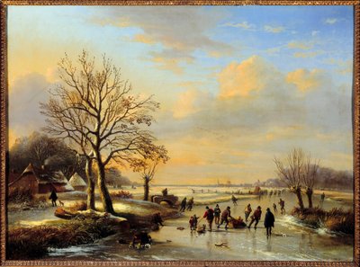 Luistelijat. Louis Verween (1807-1877) maalaus tekijältä Louis Verwee