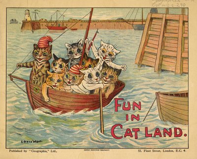 Kissat veneessä. tekijältä Louis Wain