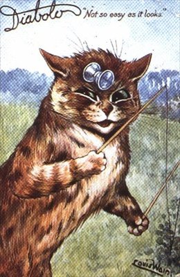 "Diabolo - Ei niin helppoa kuin miltä näyttää" (postikortti) tekijältä Louis Wain