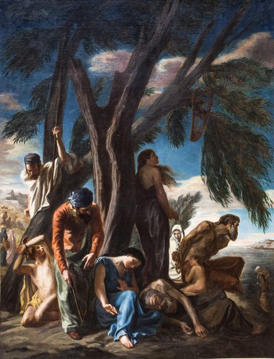 Babylonin vankeuteen vietyjen juutalaisten viimeinen pysähdyspaikka,1843 (öljy kankaalle). tekijältä Louis de Planet