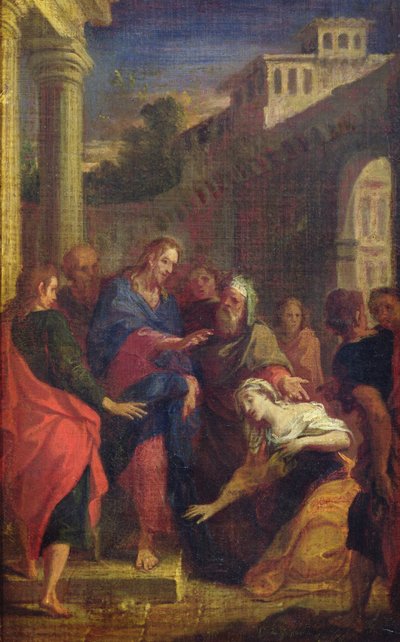 Jeesus parantaa verta vuotavan naisen tekijältä Louis de, the Younger Boulogne