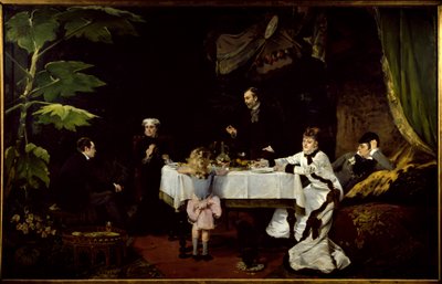 Aamiainen kasvihuoneessa Louise Abbeman (1858-1927) maalaus 1877 su. 1,94x3,08 m Pau, Kuvataidemuseo. tekijältä Louise Abbéma