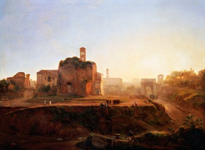 Näkymä foorumille illalla, Louise-Josephine Sarazin de Belmont (1790-1870) tekijältä Louise Josephine Sarazin de Belmont