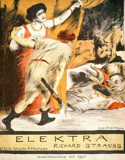 Etukappale Richard Straussin (1864-1949) Elektran pianolle 1908 (värilito) tekijältä Lovis Corinth