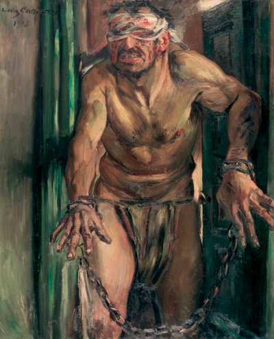 ""Samson aveugle"" (Sokea Simson) maalaus Lovis Corinthista (1858-1925) Koko 105x130 cm Öljy kankaalle 1912 State Museums, Berliini tekijältä Lovis  Corinth