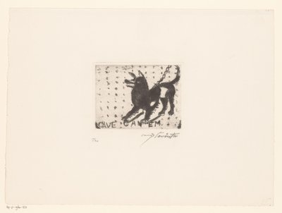 Haukkuva koira Cave Canem (otsikko esineessä) tekijältä Lovis Corinth (signed by artist)